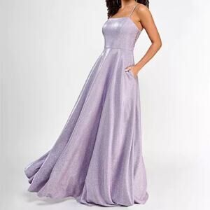City Studios Juniors' Sleeveless Glitter Ball Gown Lavender Sz 15/16